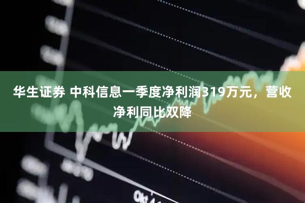 华生证券 中科信息一季度净利润319万元，营收净利同比双降